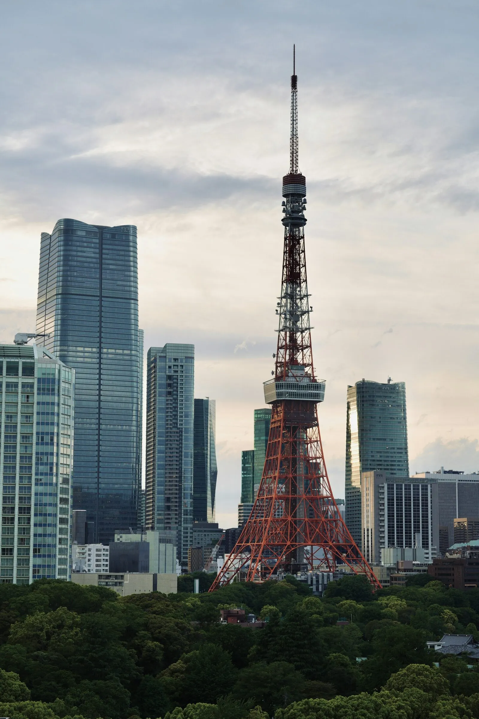 Tokyo Tower rising among the city’s modern architecture